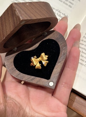 爆款金色拉丝星光蝴蝶结戒指美日常小众时尚百搭女高级感轻奢ins