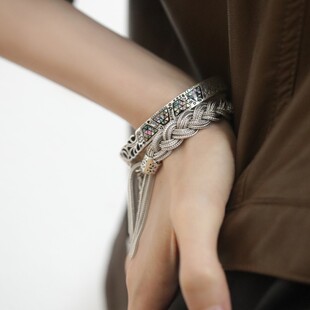 嘻哈复古千丝万缕脏辫编织麻花流苏手链高级感小众时尚百搭手饰