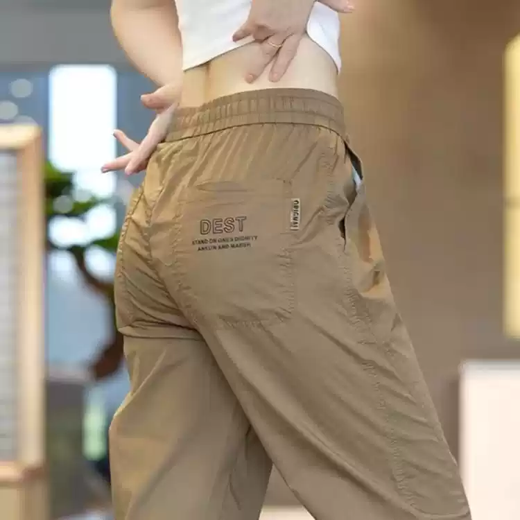 干活穿的裤子男人修身大码耐磨工作裤男夏季薄款运动百搭休闲长裤