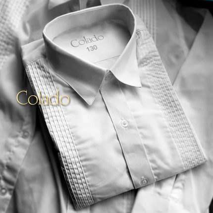 Colado扣诺儿童礼服白衬衫压褶表演小男孩西装内搭外穿主持人走秀