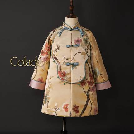 Colado扣诺女通过秋冬加棉旗袍礼服主持表演生日礼物汉服连衣裙