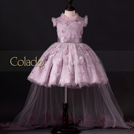 Colado扣诺儿童重工礼服表演高端大气主持服女童公主裙高端定制夏
