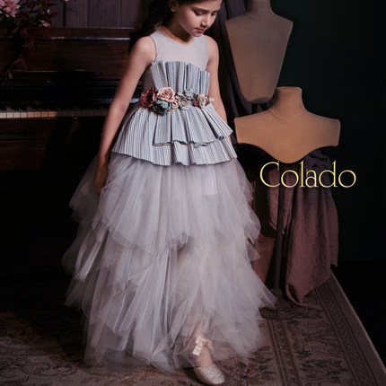 Colado女童主持人高端定制晚礼服走秀儿童钢琴演出公主裙轻奢小众