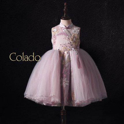 Colado扣诺女童旗袍婴儿宝宝周岁生日高端定制中式礼服儿童公主裙