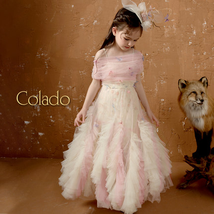 Colado扣诺女童走秀礼服模特表演钢琴演奏儿童主持人高端公主裙