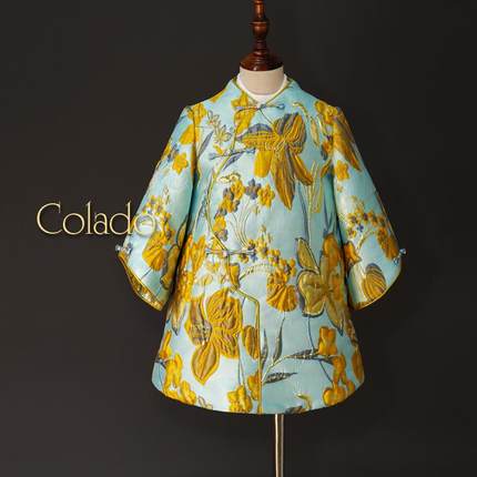 Colado扣诺设计女童秋冬夹棉旗袍提花加厚年服主持表演中式礼服裙