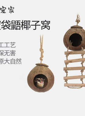 蜜袋鼯四季窝椰子壳楼梯攀爬窝