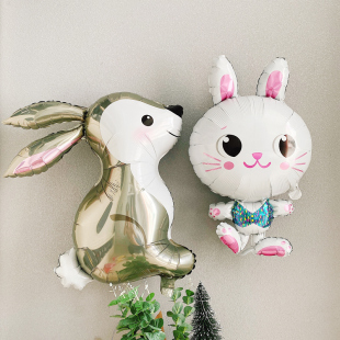 宝宝生日派对可爱卡通小兔子铝膜气球房间装 饰场地布置拍照道具