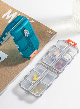 Wind medicine box portable pill box transparent 10 compartme