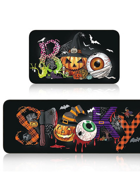 Halloween Kitchen Carpet Terrifying Skeleton Pumpkin Home Ab