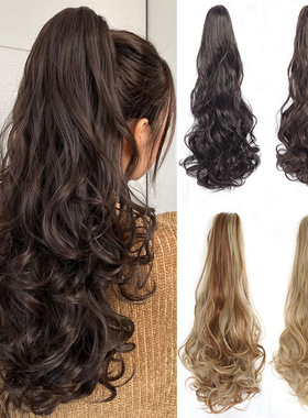 Wig Ponytail Women Big Scratch Clip Wave Long Curly Hair Fak