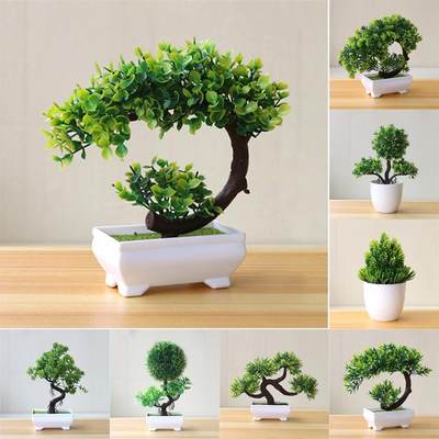 Artificial Plants Potted Bonsai Green Small Tree Plants Fake