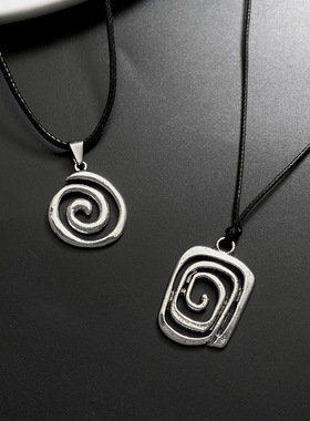 旋涡吊坠复古手工编织皮绳经典