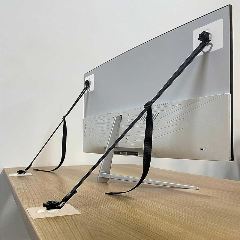 可调节电视安全带于橱柜或书桌