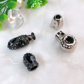 单孔止绳扣金属镶钻高档松紧调节弹簧扣 貂皮皮草大衣水钻扣子003