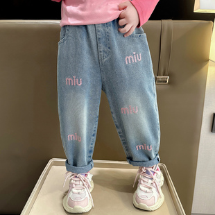 2025新款 外穿裤 儿童洋派秋季 宝宝宽松休闲秋装 子 老爹裤 女童牛仔裤