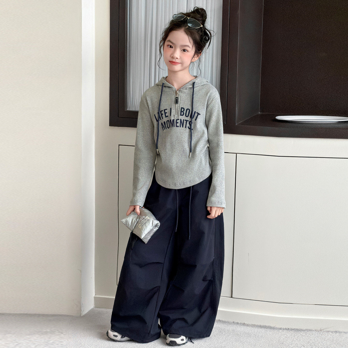 大两件套新款春秋款卫衣洋气中春装儿童工装裤衣服装女童2026套装