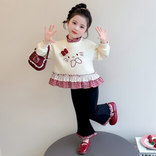 穿春季巨宝宝时髦卡通早春搭2026女童女好看洋气儿童套装春装新款