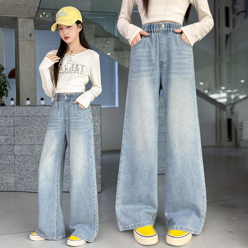 长裤阔腿裤2026牛仔儿童女童女孩新款裤子窄版中大童休闲春季直筒