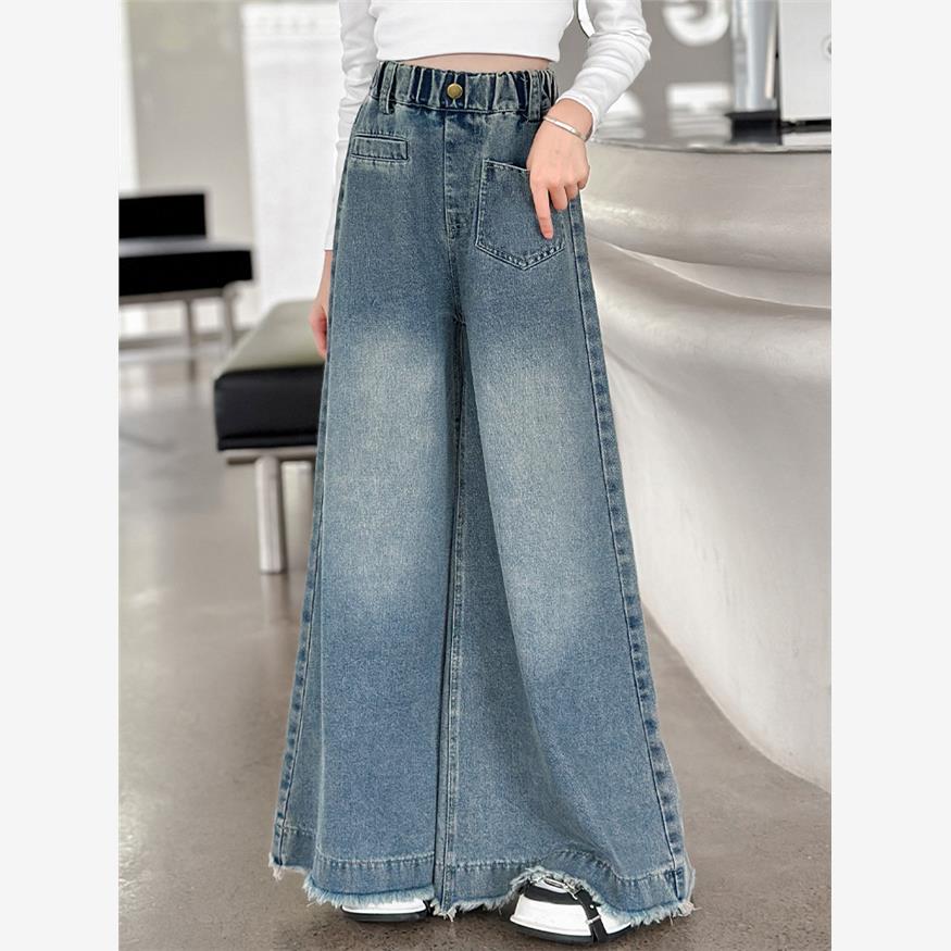 女生秋季牛仔裤2025新款时尚女生服装时尚宽松阔腿裤秋季儿童裤