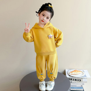 春秋时髦卡通宝宝星星儿童人连帽休闲套装春秋装2026女款女童卫衣