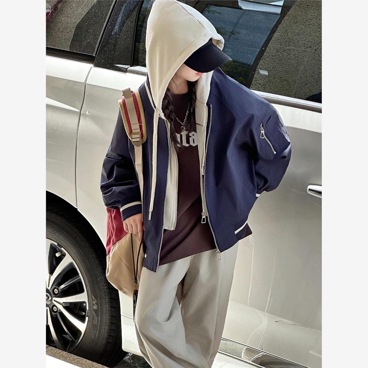 女童初秋外套2025年新款女款儿童秋季连帽拉炼衫中大童女孩棒球服