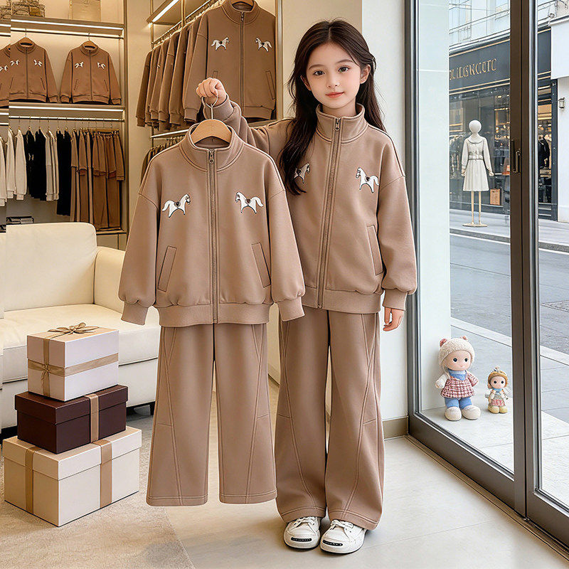 春装休闲儿童洋气新款大童运动套装衣服网红两件套2026春秋季女童