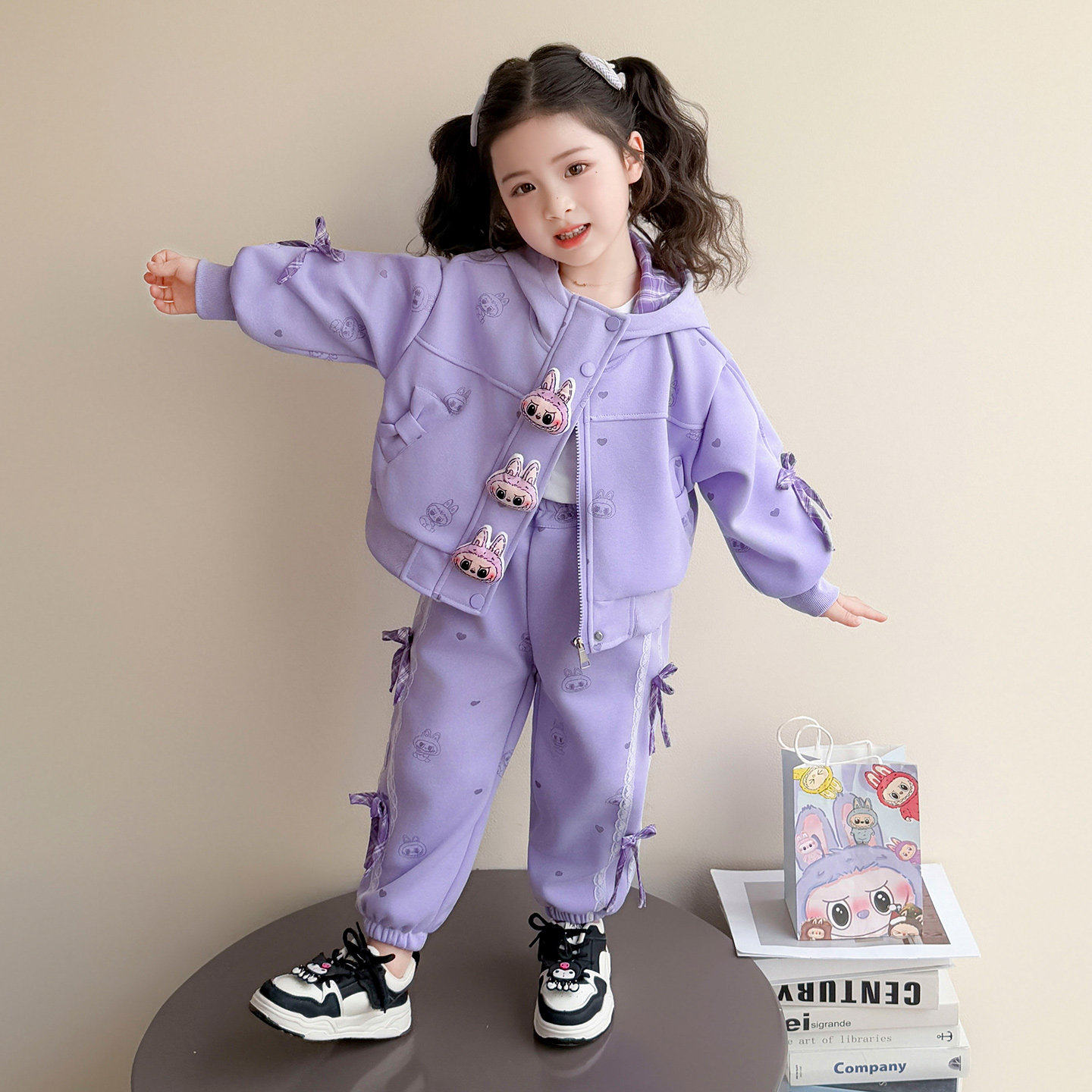 女洋气时髦款女童2026新款春秋宝宝儿童运动套装春装春季卜卜卫衣