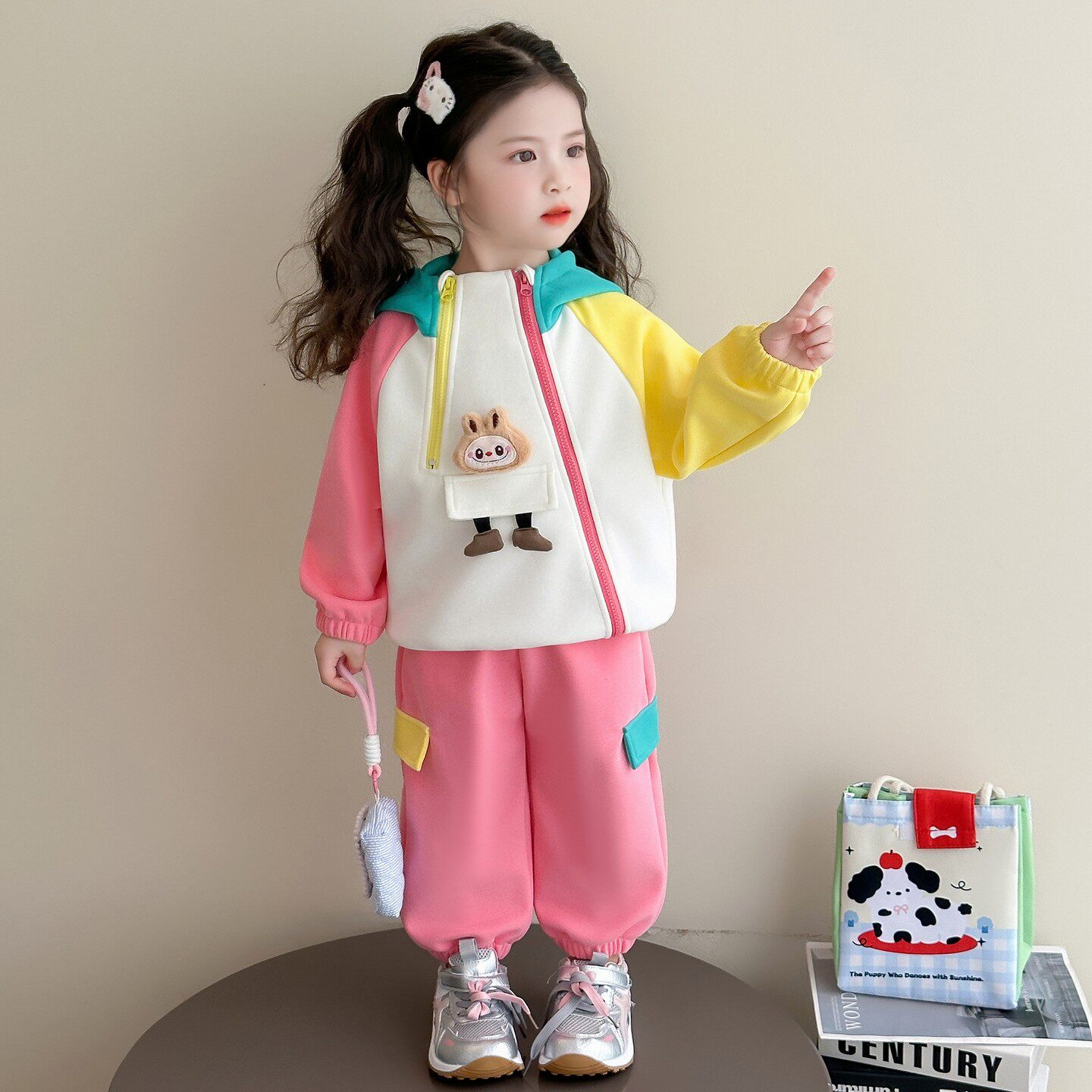 卫衣秋装套装春秋拉布运动连帽2025新款布女孩儿童洋气女童两件套