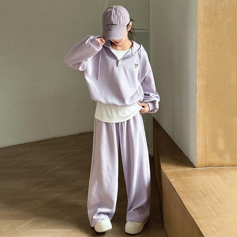 新款春秋儿童装假运动款两件套2026女童卫衣大童洋气两件套装春装