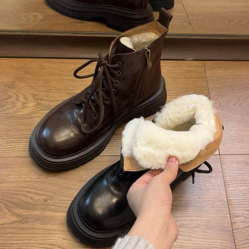 厚绒羊毛厚底马丁靴雪地靴大棉