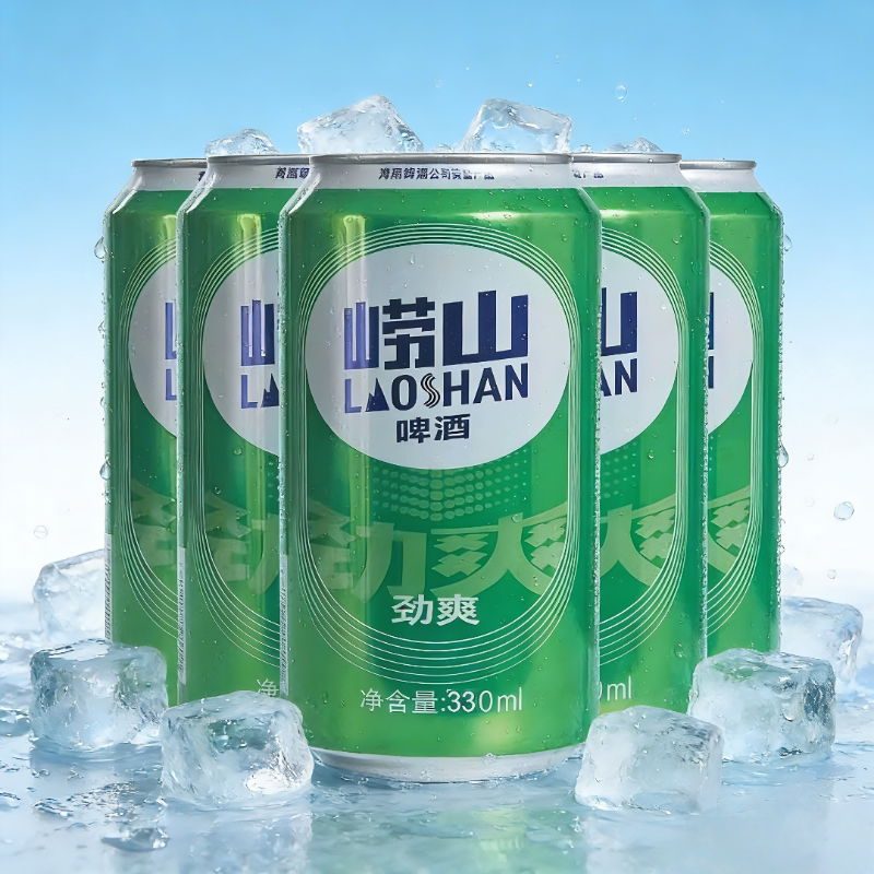崂山啤酒 劲爽啤酒听装罐装易拉罐原麦汁8度清爽型啤酒330ml*6罐
