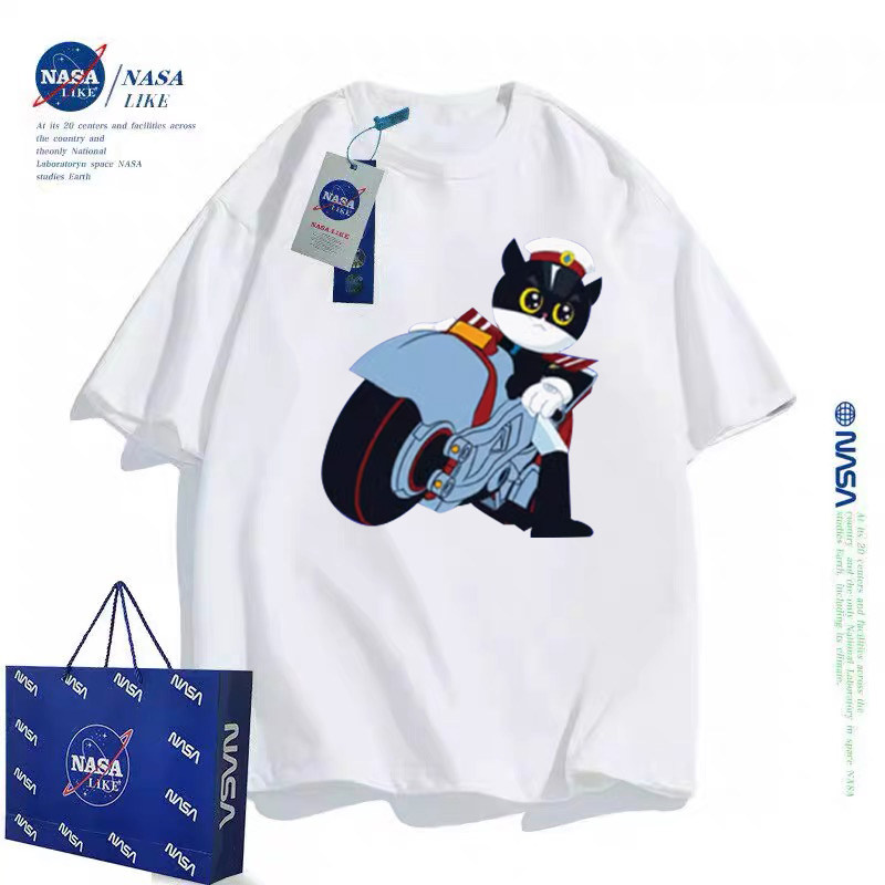 NASA联名黑猫警长衣服男童纯棉短袖儿童宝宝小朋友痞帅半袖上衣服