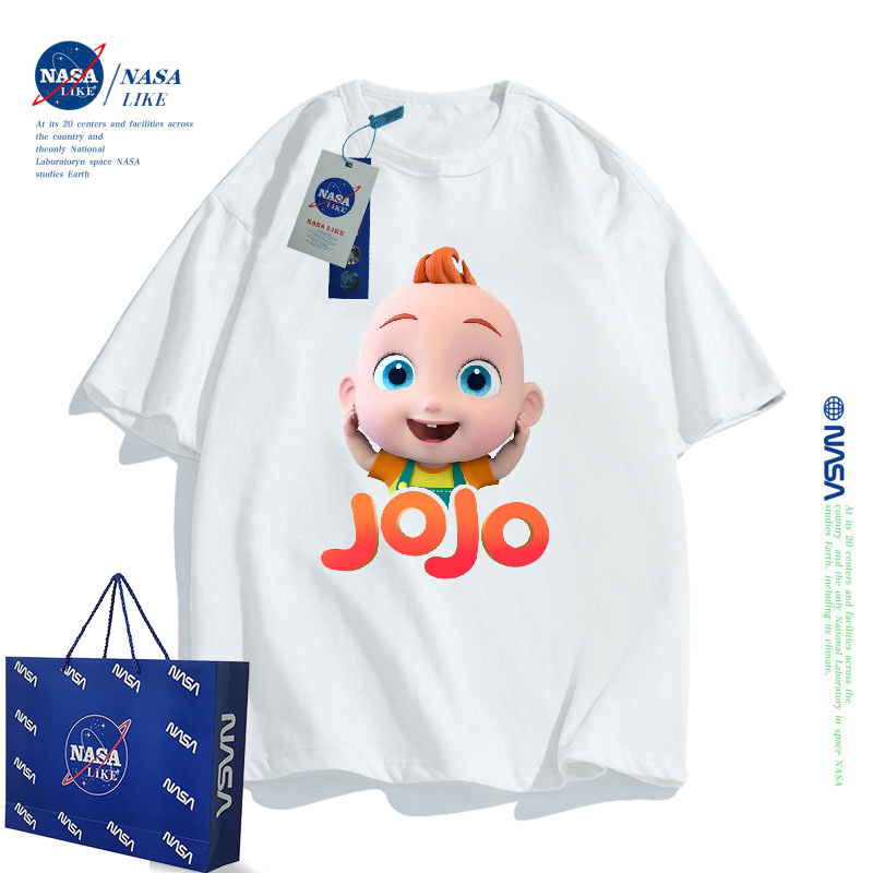 NASA联名宝贝JOJO儿童宝宝短袖t恤女童男童中大童亲子装半袖上衣t