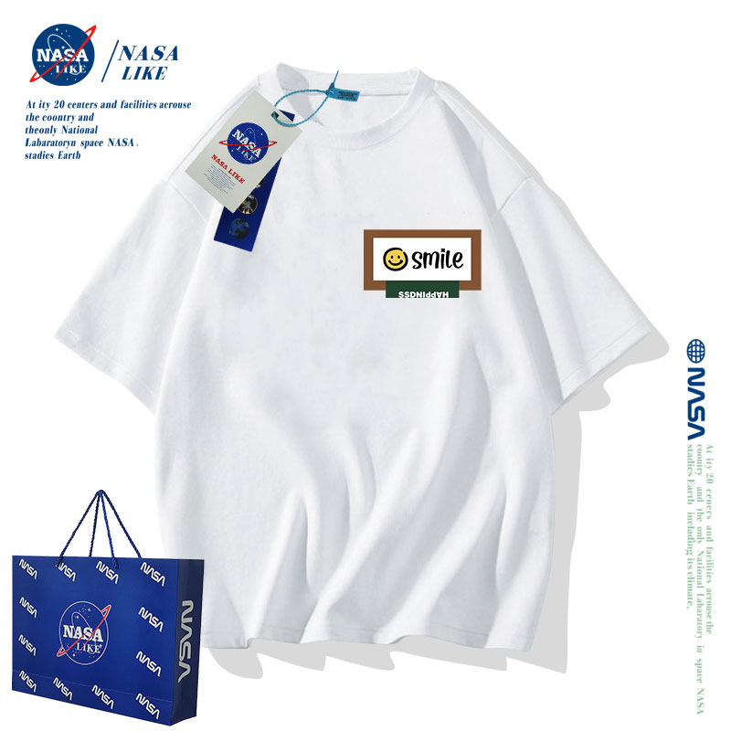 NASA联名smile笑脸儿童短袖t恤男童女童oversize宽松高端亲子体恤