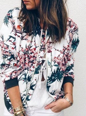 Autumn print long sleeve jaet women coat 印花外套女夹克