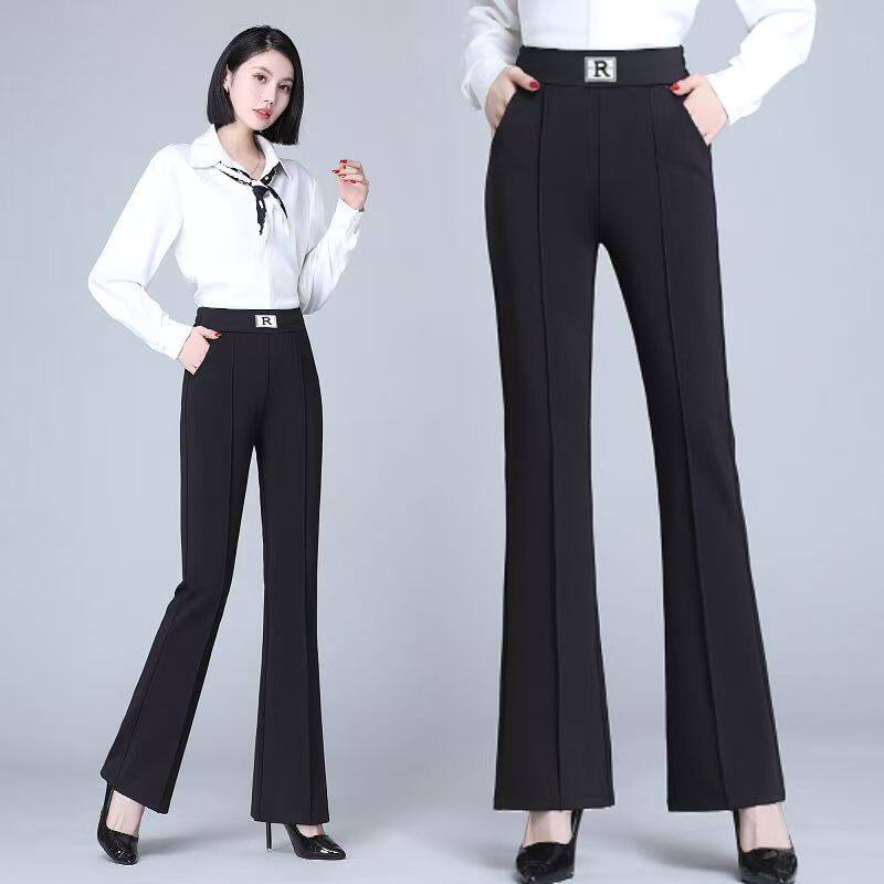 西装裤微喇裤2026年夏季新款高级感垂感小个子休闲黑色夏天女裤子