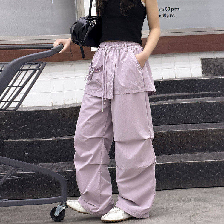 洋气中大童春装时髦工装裤2026女童屁帘宽松休闲新款洋气长裤时尚