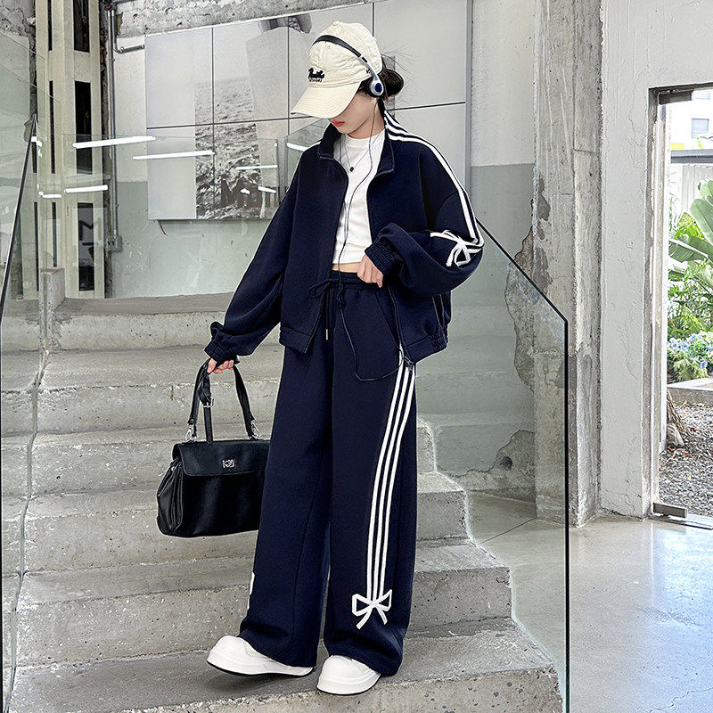 春装2026两件套卫衣洋气立领大童套装儿童春秋运动新款女童衣服款