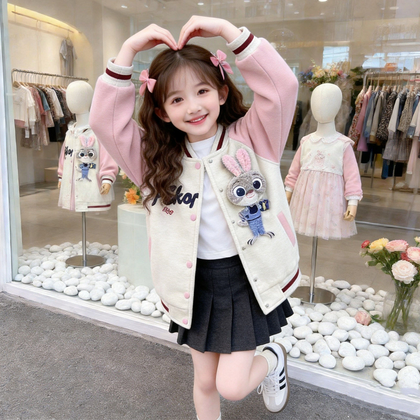 春秋季警官新款兔子儿童超外套女童好看衣服宝宝2026服棒球女春装
