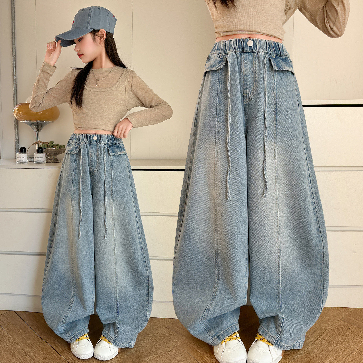 新款阔牛仔裤女童休闲大童春秋洋气春款儿童裤裤子2026腿春天宽松