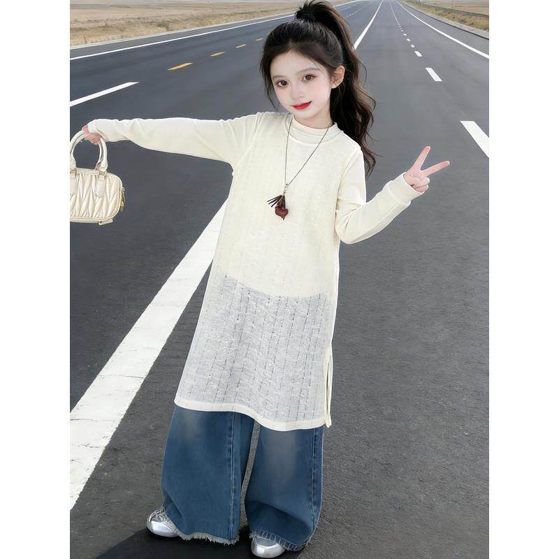 蕾丝套装2026超感日系春装好看叠女童新款三件套连衣裙设计背心穿