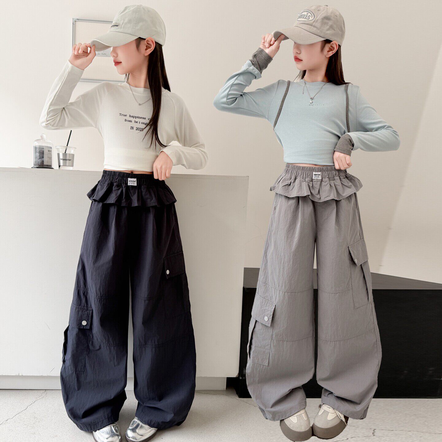 儿童裤子中大童工装裤女孩春秋装新款宽松女童2026休闲裤春季洋派