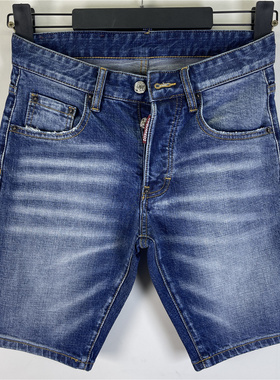 D604时尚新款新款欧美风时尚D2潮男水洗磨蓝色牛仔短裤男