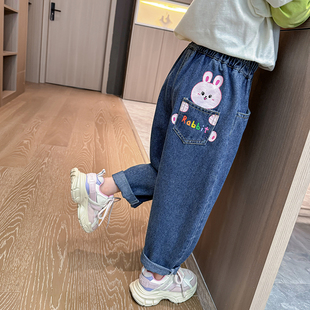 2025新款 春秋季 洋派儿童长裤 女宝宝秋装 老爹 裤 休闲 子女童牛仔裤