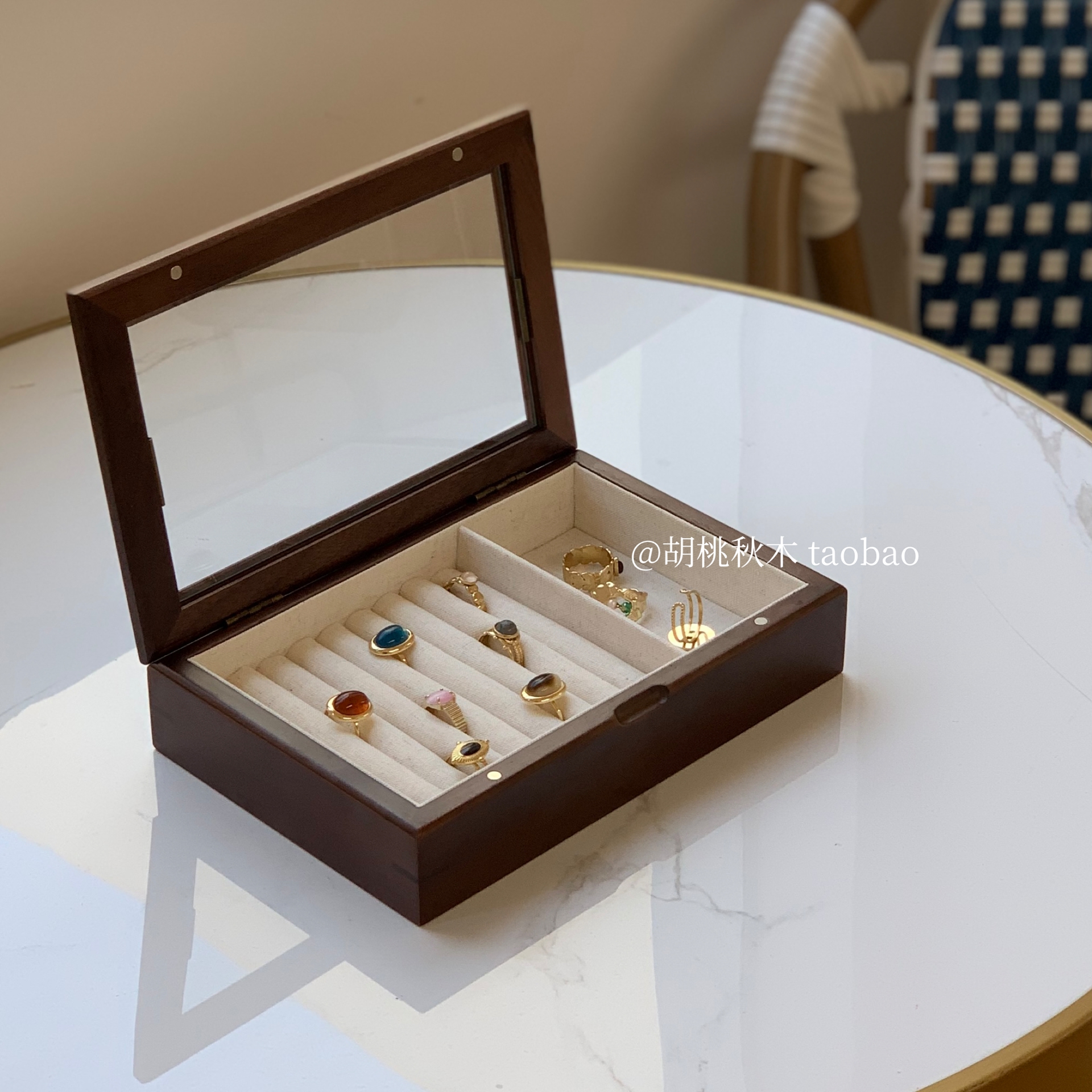 木质首饰盒复古耳钉耳环戒指项链收纳盒饰品盒礼盒珠宝盒珠宝