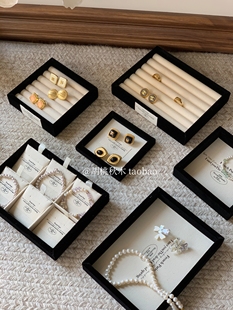 法式复古布艺展示托盘看货盘陈列戒指盒项链戒指耳钉首饰展示
