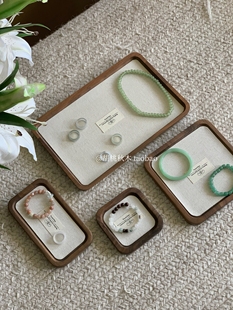 木质首饰展示摆台饰品手镯陈列道具珠宝托盘耳环项链手耳饰展示架