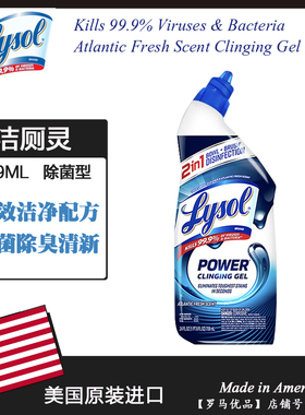 美国进口lysol乐守洁厕液洁厕灵厕所马桶清洁剂除垢去渍除臭709ML