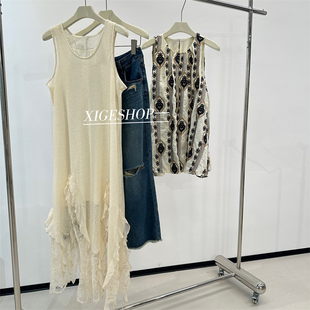 长裙 小众洋气蕾丝边无袖 重工不规则设计背心连衣裙女2025夏季 新款